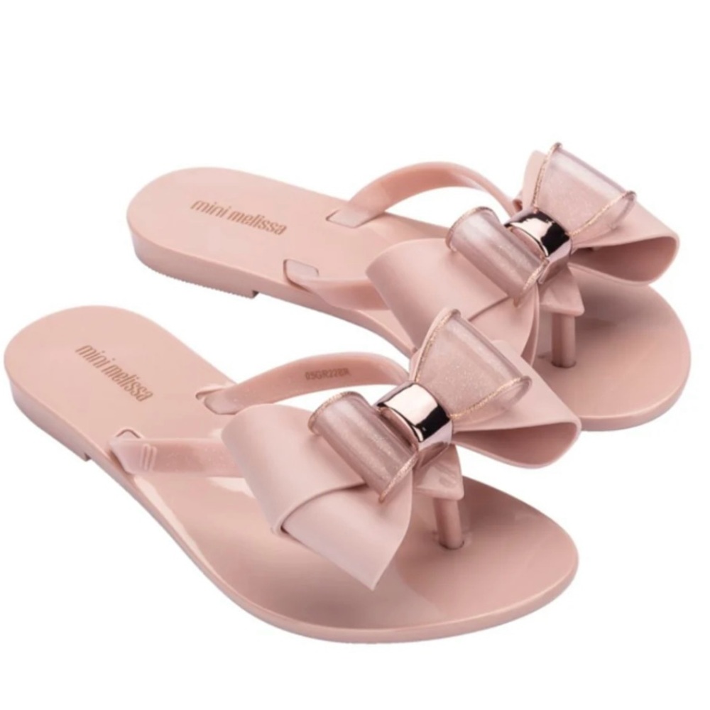 Mini Melissa Harmonic Sweet VI Kids Flip Flops - Light Pink- lightly worn